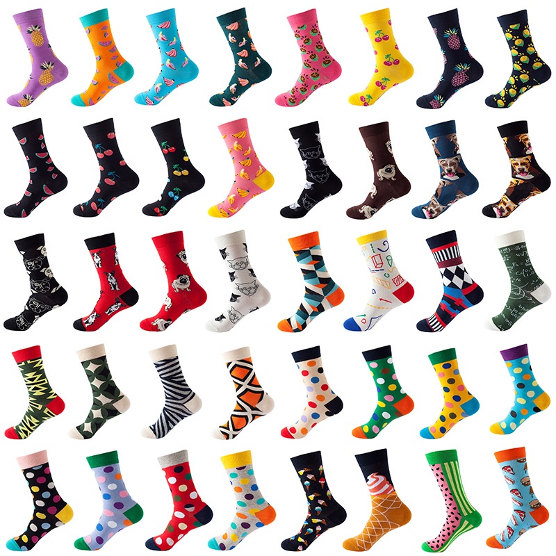 Fashion Hip Hop Mens Socks Harajuku Fruit Skateboard Animal Happy Socks