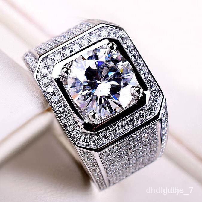 QMJL?XD.Store Rings Domineering Luxury Mens RingPT950Platinum Moissanite Wedding Ring18KGold Diamond Ring Middle Finger