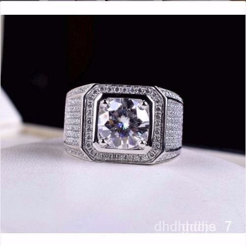 QMJL?XD.Store Rings Domineering Luxury Mens RingPT950Platinum Moissanite Wedding Ring18KGold Diamond Ring Middle Finger