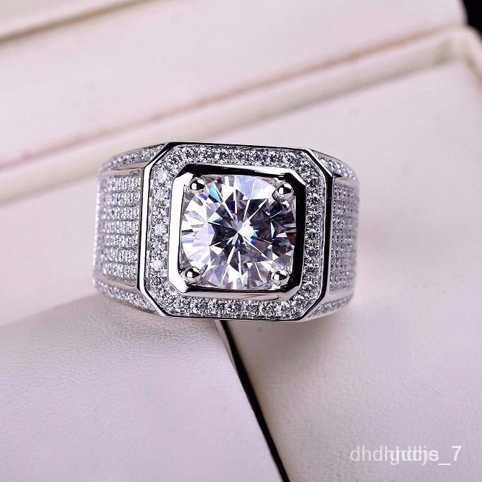 QMJL?XD.Store Rings Domineering Luxury Mens RingPT950Platinum Moissanite Wedding Ring18KGold Diamond Ring Middle Finger
