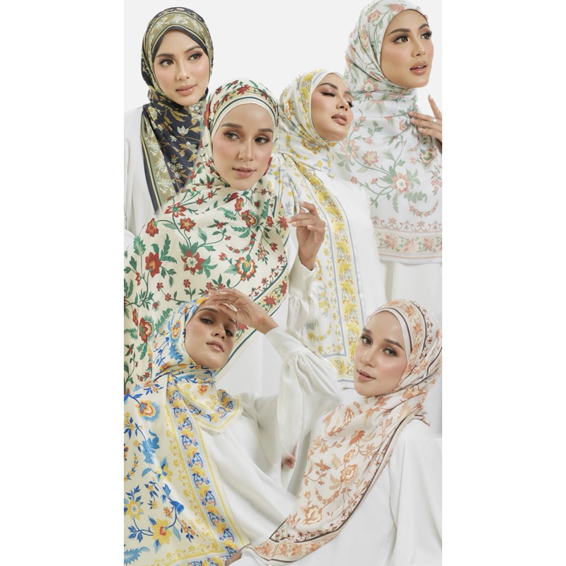 [SG SELLER ??] LIMA.SEGI | GUZEL SHAWL Silky Matte Satin | Bunga 2.0 Cotton Square