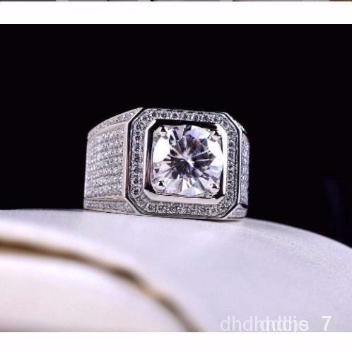 QMJL?XD.Store Rings Domineering Luxury Mens RingPT950Platinum Moissanite Wedding Ring18KGold Diamond Ring Middle Finger