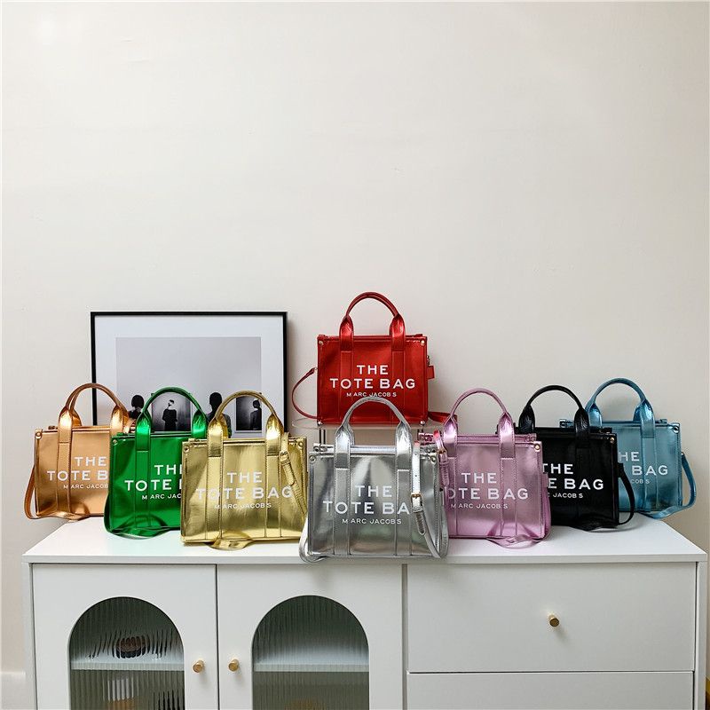 New Bright Leather Simple Tote Bag Womens Shoulder Crossbody Bag