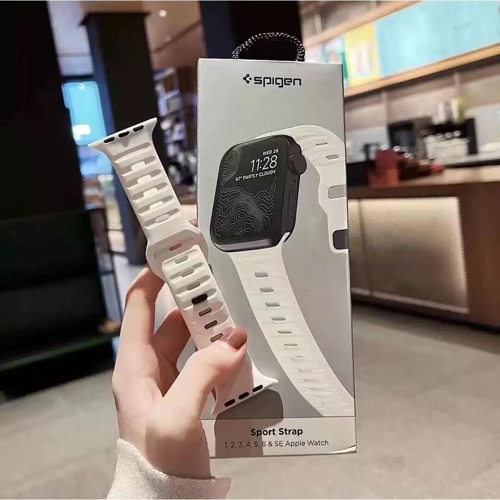 Spigen Silicone Strap for iWatch Replacement Strap 42mm 44mm 45mm Compatible With Smart Watch Series 8 7 6