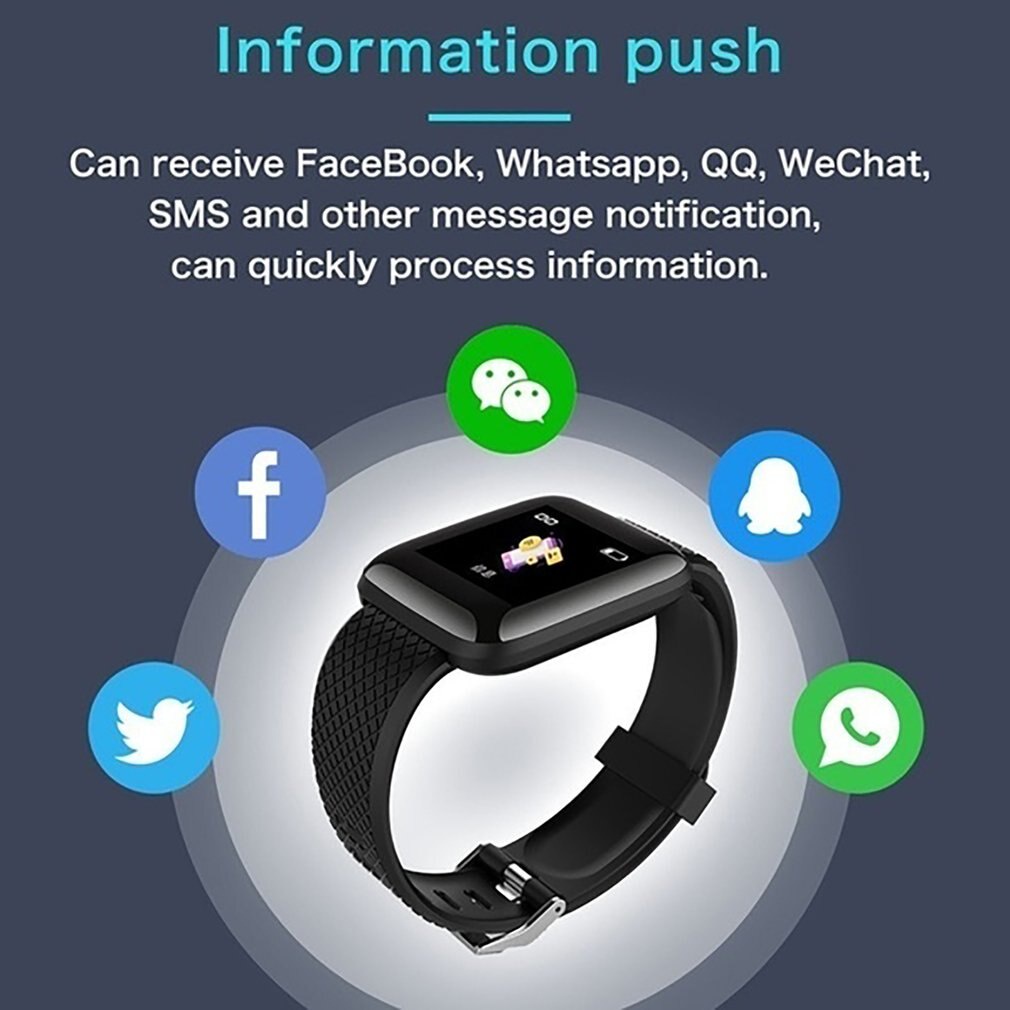116Plus Color Screen Smart Watch Sleep Monitoring Watch D13 Real Time Heart Rate 1.3 Inch Sleep IP67 Waterproof Wristband Gift