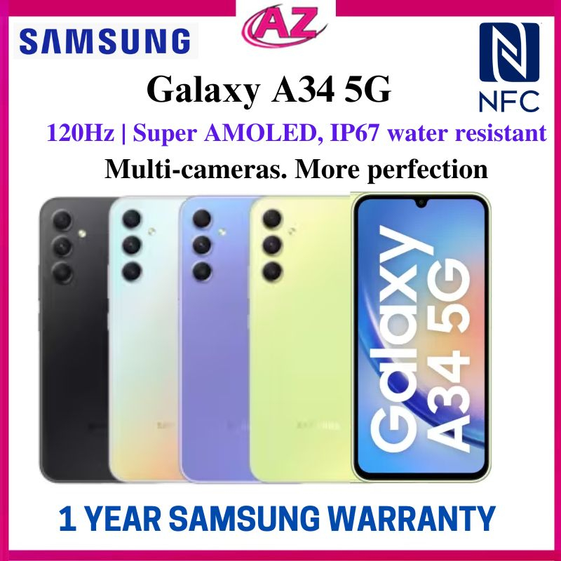 Samsung Galaxy A34 5G NFC | 8GB 128GB Sealed in Box | Local Set 1 Year Samsung Warranty | 2023 Model Samsung A33 5G