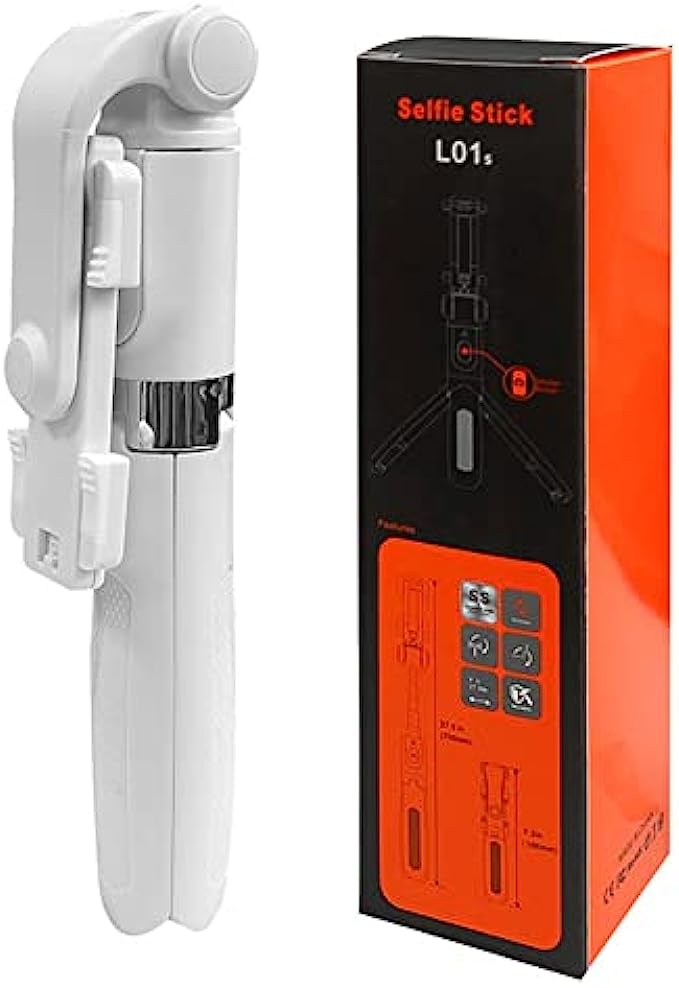 VITTENELENT Portable Selfie Stick Phone Tripod with Wireless Remote for 4-6.8 iPhone and Android Smartphones White