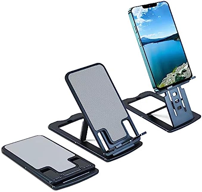 ChashenHa Cell Phone Stand, Phone Stand for Desk, Ultra Thin Aluminum Alloy Adjustable Portable Folding Phone Stand Compatible Samsung/ipad/iPhone13/ 13Mini/ 13Pro/ 13 Pro Max,Gray
