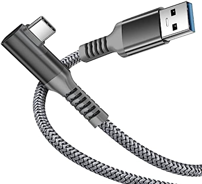Xumee Link Cable 16ft Compatible with Meta/Oculus Quest 2, Nylon Braided 90 Degree Angle USB-A to USB-C Cable with 5Gbps High Speed Data Transfer for VR Headset and Gaming PC A-C 16FT
