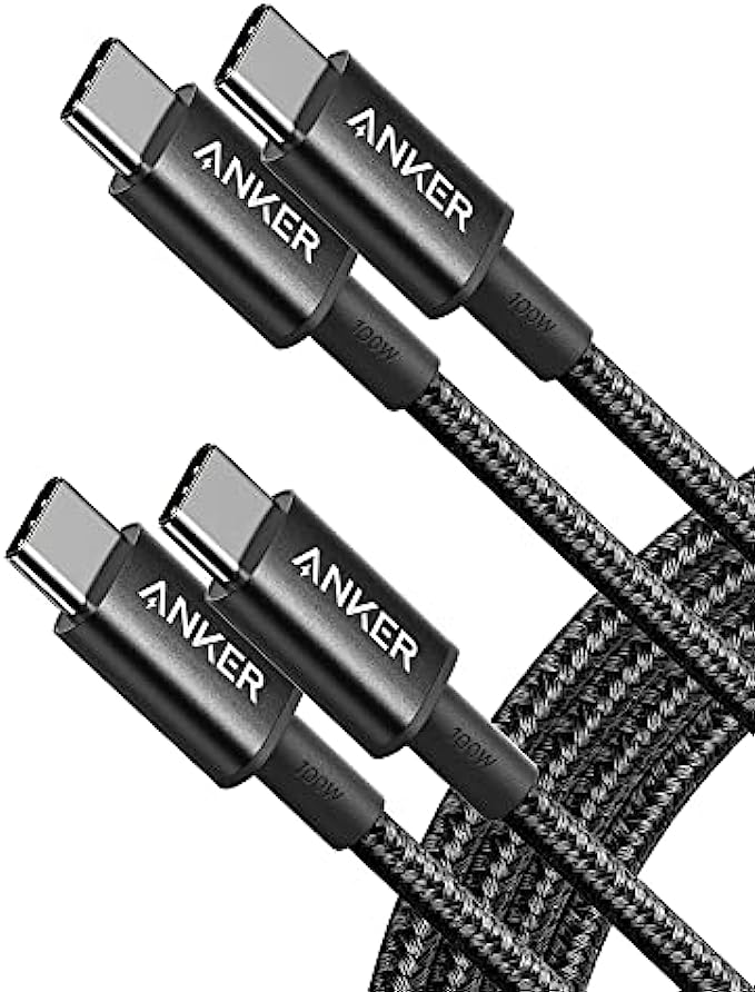 Anker 333 USB C to USB C Cable 6ft 100W, 2-Pack, USB 2.0 Type C Charging Cable Fast Charge for MacBook Pro 2020, iPad Pro 2020, iPad Air 4, Samsung Galaxy S21, Pixel, Switch, LG, and More Black