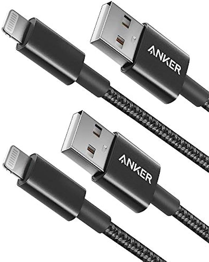 Anker 6 ft Premium Double-Braided Nylon Lightning Cable, Apple MFi Certified for iPhone Chargers, iPhone X/8/8 Plus/7/7 Plus/6/6 Plus/5s, iPad, iPad Mini, and More Black