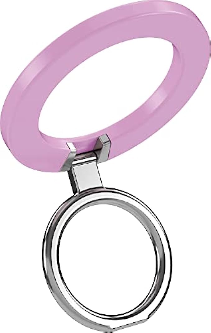 Jumaocun Magnetic Cell Phone Ring Finger Grip Holder Stand for iPhone 13 12 Pro Max MagSafe Smartphone Hand Accessories Adjustable Removable Wireless Charging Compatible with Most Mag Safe Case - Pink