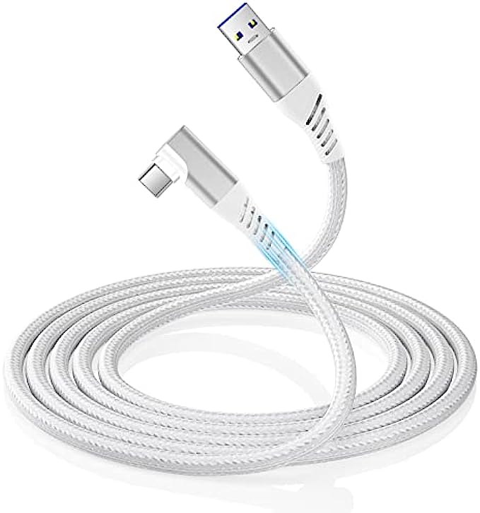 Deegotech Link Cable 16FT Compatible with Meta/Oculus Quest 2, Durable Nylon Braided USB 3.0 to USB C Cable, 5Gbps Data Transfer &amp; Fast Charging for VR Headset, Gaming PC Steam VR, White5m