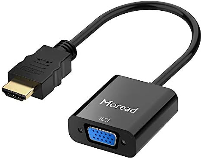 Moread HDMI to VGA, Gold-Plated HDMI to VGA Adapter Male to Female for Computer, Desktop, Laptop, PC, Monitor, Projector, HDTV, Chromebook, Raspberry Pi, Roku, Xbox and More - Black