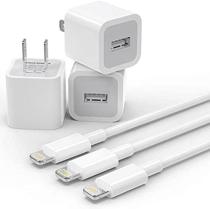 Apple MFi Certified iPhone Charger Cable,PLmuzsz 3Pack Data Sync Charging Cords with 3Pack USB Wall Charger Travel Plug Adapter Compatible iPhone 12 Pro/11 Pro/Xs/XR/X/8/8Plus and More
