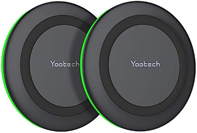 Yootech [2 Pack] Wireless Charger,10W Max Fast Wireless Charging Pad Compatible with iPhone 13/13 Pro/13 Mini/13 Pro Max/SE 2022/12/SE 2020/11/X/8,Samsung Galaxy S22/S21,AirPods ProNo AC Adapter