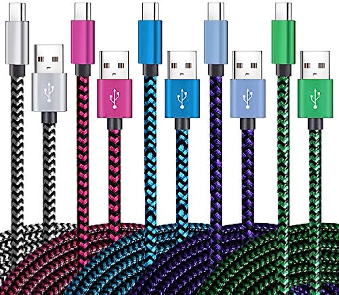 USB Type C Cable Fast Charging, Teeind Tpc001 5 Pack6Ft 3A Braided C Charger Cables Compatible with Samsung S10e/note 9/s10/s9/s8 Plus/A80/A50/A20