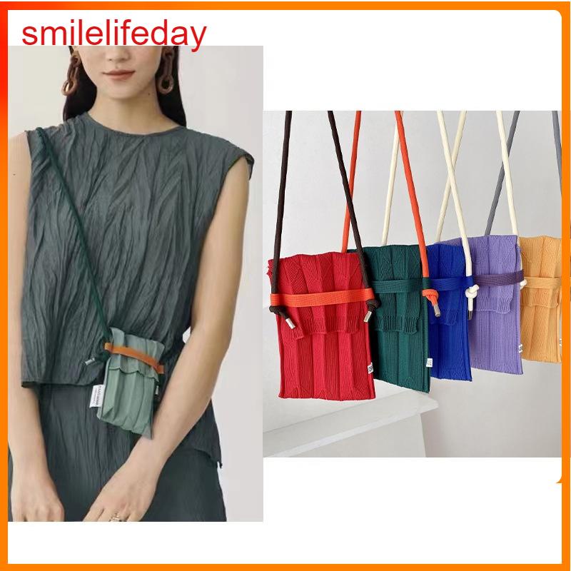Macaron Pleated Shoulder Bag Crossbody Bag Womens Mini Mobile Phone Bag