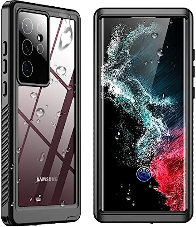 SPIDERCASE for Samsung Galaxy S22 Ultra Case, Waterproof Built-in Screen Protector Full Protection Heavy Duty Shockproof Anti-Scratched Rugged Case for Galaxy S22 Ultra 5G 6.8 2022 Black
