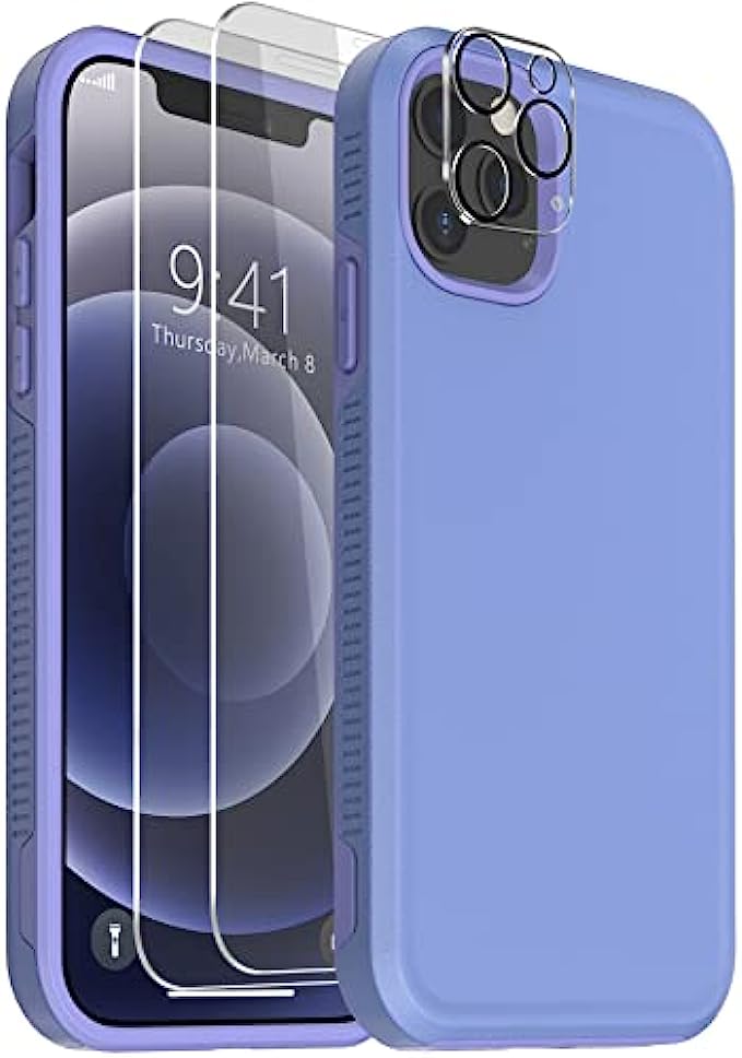 Guirble Compatible with iPhone 12 Case/iPhone 12 Pro Case,Dropproof Shockproof Phone Case for iPhone 12,Rugged Heavy Duty for iPhone 12 Phone Case 6.1 InchLight Purple