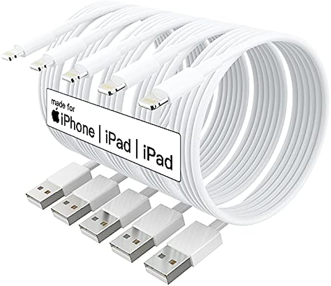 5 Pack Apple MFi Certified iPhone Charger 10 ft,Long Lightning Cable 10 Foot,High Fast 10 Feet Apple Charging Cables Cord Connector for iPhone 12 Mini 12 Pro Max 11 Pro MAX XS Xr X 6 AirPods