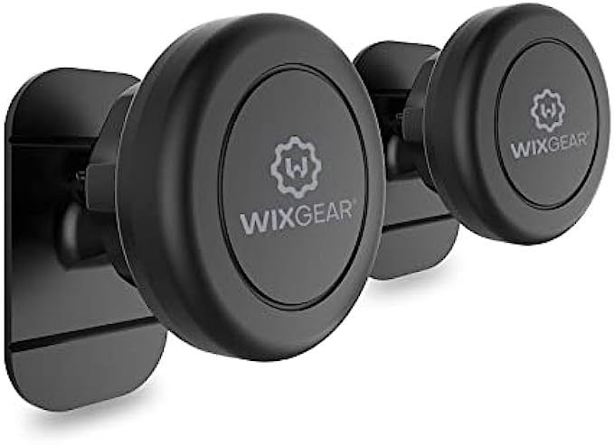Magnetic Car Mount, WixGear Universal Stick On Mount 2 Pack Dashboard Magnetic Phone Holder for Car, for Cell Phones and Mini Tablets with Fast Swift-snap Technology, Strong Phone Mount for Car