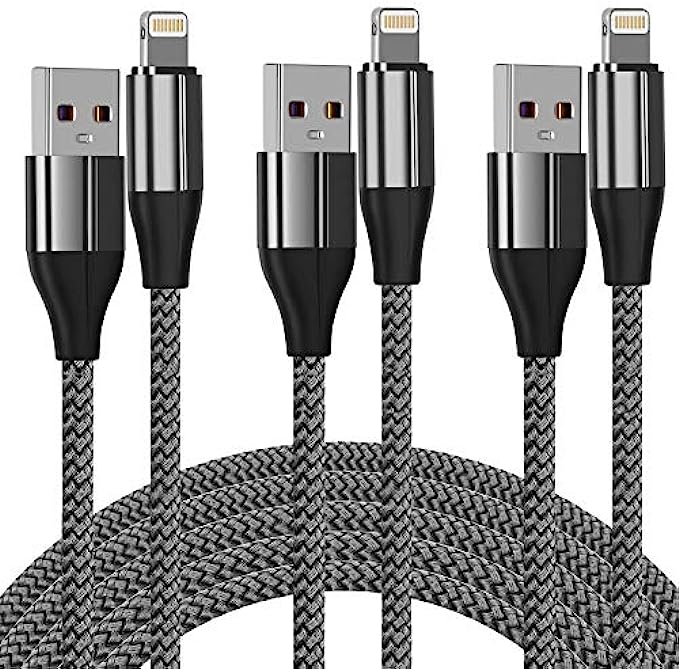 iPhone Charger Cable 3 Pack 10 Foot, [MFi Certified] 10 Feet Nylon Braided Lightning Cable, iPhone Charging Cord USB Cable Compatible with iPhone 11/Pro/X/Xs Max/XR/8 Plus /7 Plus/6/ iPad