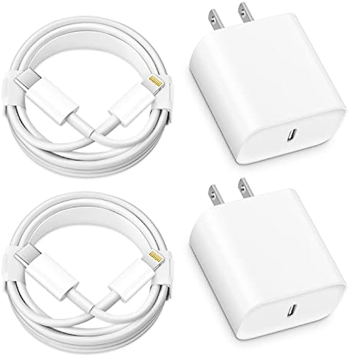 iPhone 13 12 11 Charger Fast Charging, Apple MFi Certified2-Pack 20W USB C Fast Charger with 6FT USB C to Lightning Cable Compatible with iPhone 13/12/11/Xs/8, iPad, AirPods Pro and More