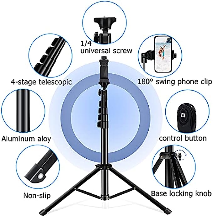 Selfie Stick Tripod, 64 inch Extendable Tripod Stand Phone Tripod Camera Tripod Wireless Remote Shutter Compatible with iPhone 13 12 11 pro Xs Max Xr,Android/Cameras