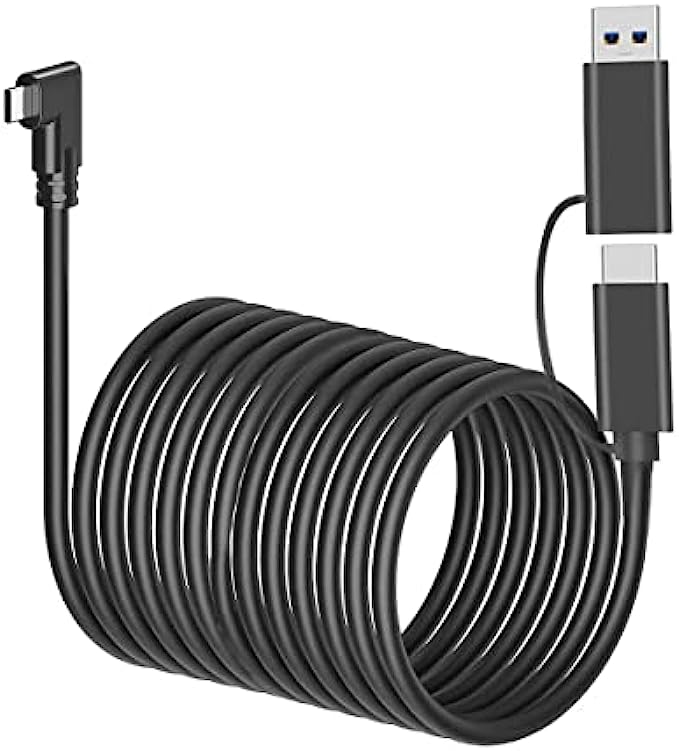 20FT Link Cable for Oculus Quest 2, VR Headset Cable for Oculus Quest 2 / Quest 1, High Speed Data Transfer Charging Cord for Gaming PC &amp; USB C Chargers Black 6m