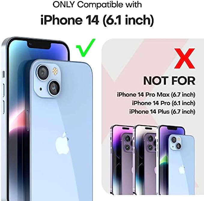 TAURI 5 in 1 Designed for iPhone 14 Case Clear, [Not Yellowing] with 2X Screen Protectors + 2X Camera Lens Protectors, [Military Grade Drop Protection] Shockproof Slim 14 Cover 6.1 Inch
