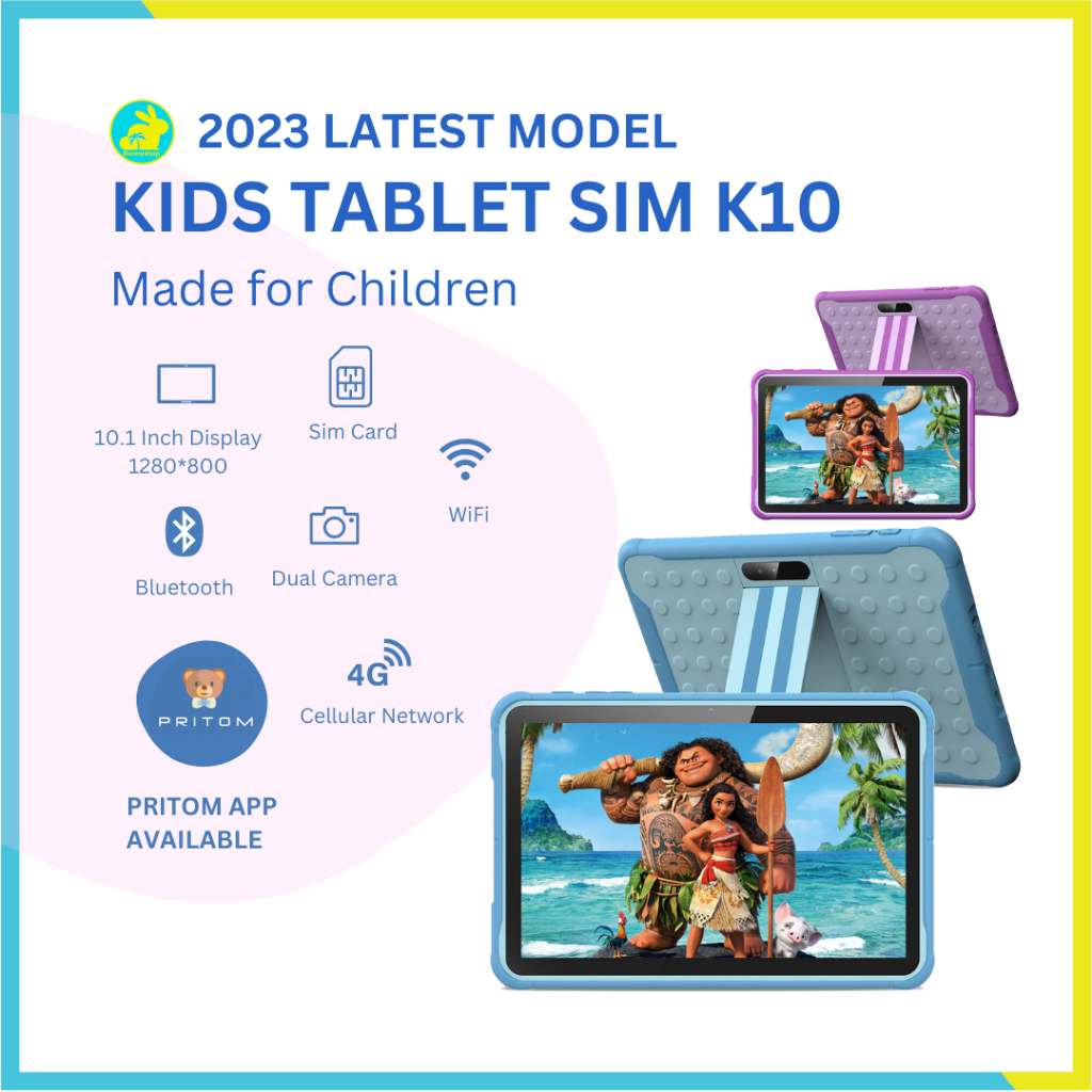 ?SG INSTOCK?KIDS TABLET SIM K10Android Tablet Phone★Put Sim Card★10.1 Inch Display★Parental Control★Google★Bunnyshop®
