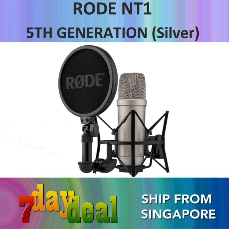 Rode NT1 5th Generation Cardioid Condenser XLR/USB Microphone Silver