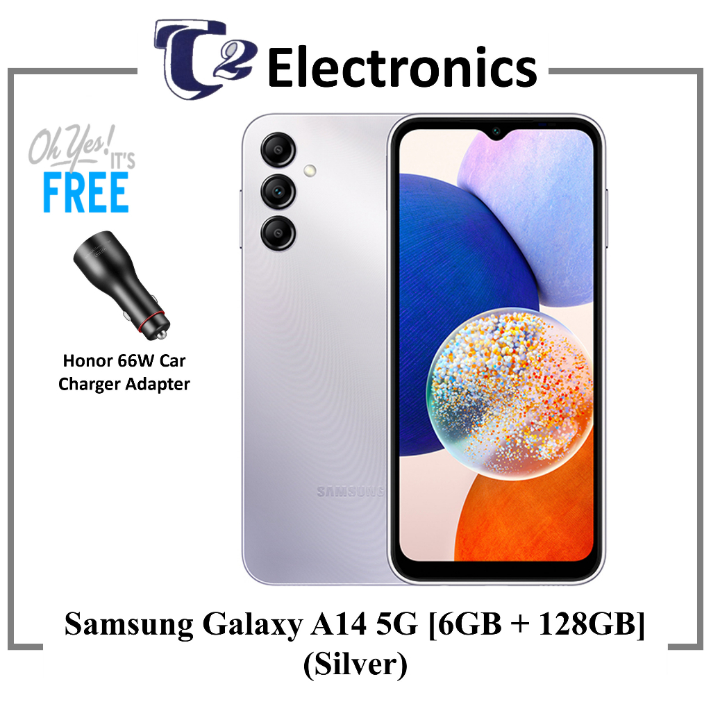 Samsung A14 5G 6GB + 128GB ** FREE Honor 66w Car Charger Adapter**| Local set | 1 Year Samsung Warranty - T2 Electronics