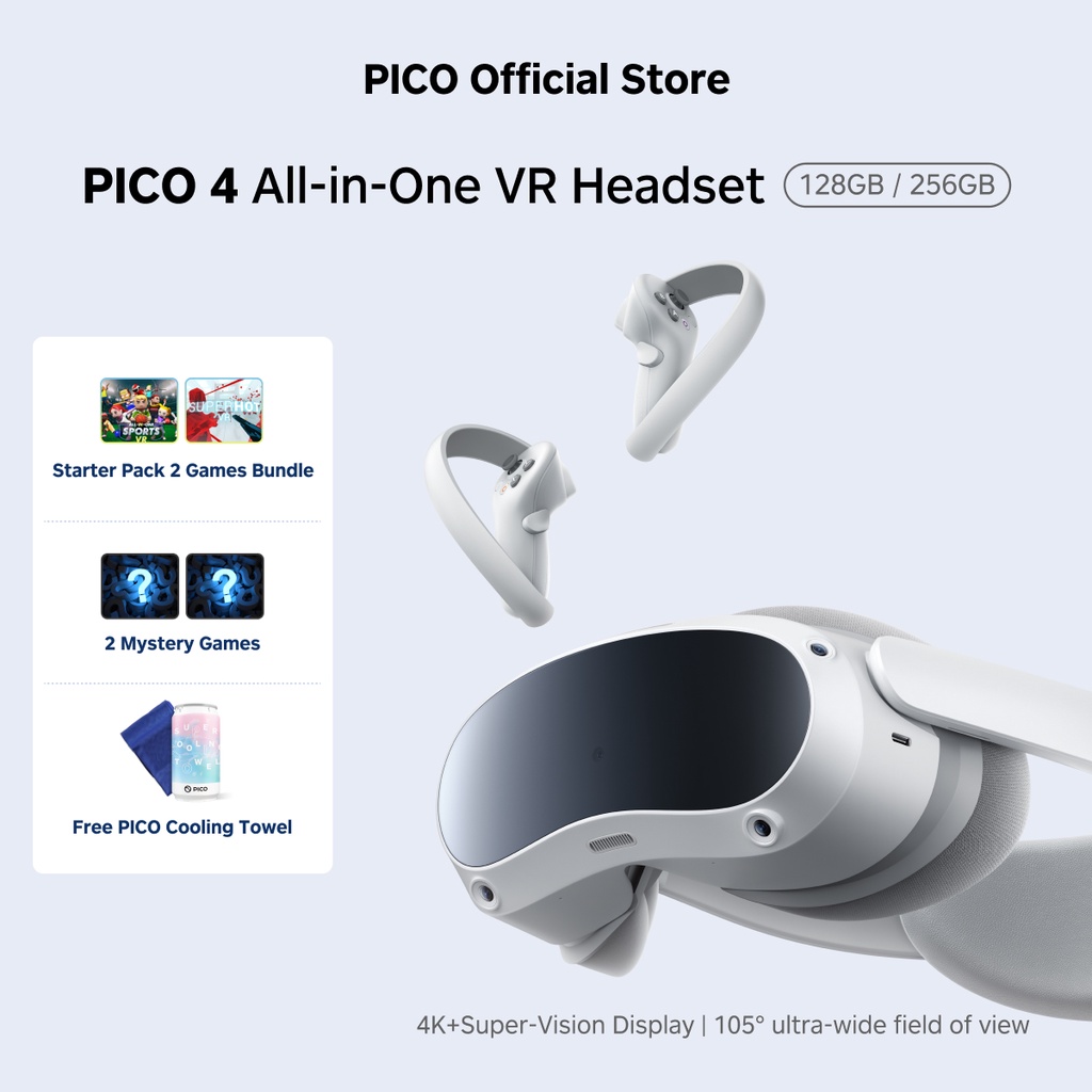 PICO 4 All-In-One VR Headset + Starter + Mystery Bundle FOC 4 Games