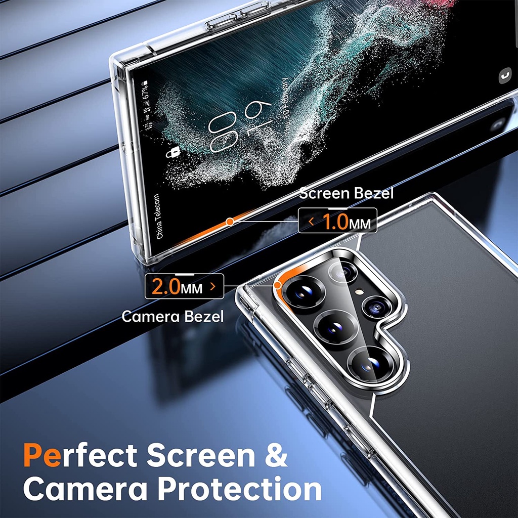 Shieldmonster Samsung Phone Case S23 Ultra/S23+/S23/S22 Ultra/Note 20 Ultra/S21 FE Clear Transparent TPU Galaxy Cover