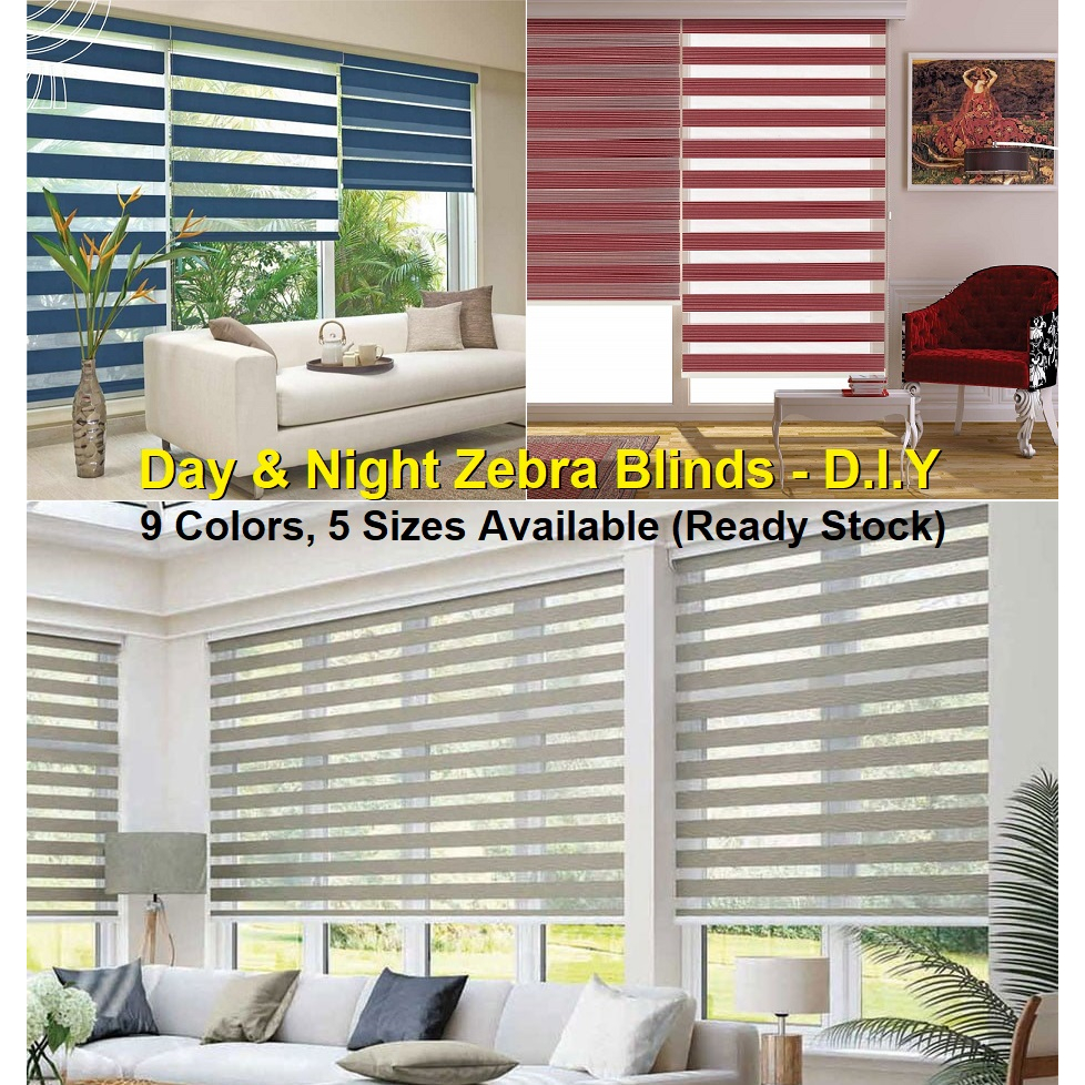 ? Day &amp; Night Zebra Roller Blinds Window Blind - Available in 9 Colors, 5 Sizes - Easy to Install - D.I.Y. SHM168