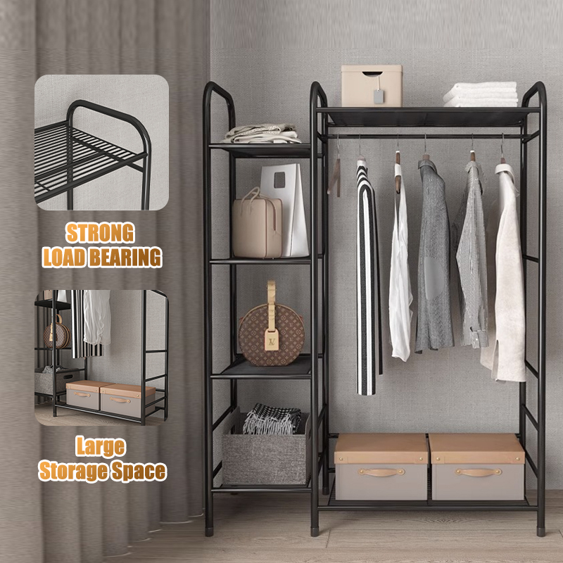 SG STOCKBedroom Coat Rack Hanging Rack Sturdy Steel Pipe Clothes Rack Clothes Hanger Stand