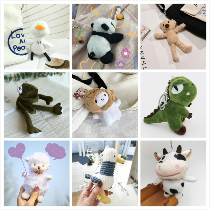 Ready Stock Various cute stuffed animal women bag keychains pins