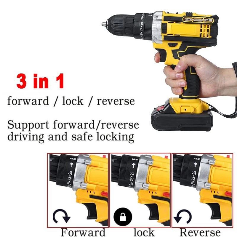 KEELAT SG Wall Drill 39pc Electric hand drill Cordless Drill Impact Drill Screwdriver With Wrench 3 Mode 36v / With LED