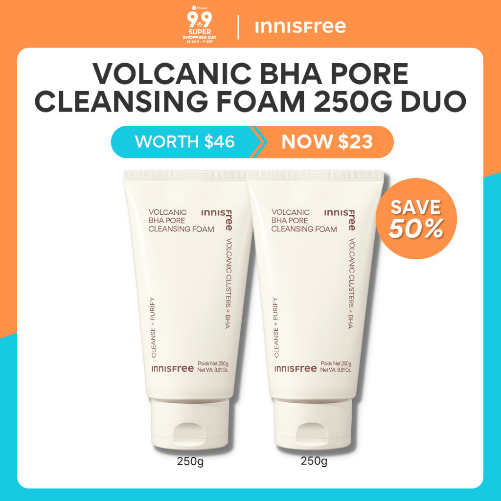 9.9 Special: Buy 1 Get 1 Free INNISFREE Volcanic BHA Pore Cleansing Foam 250g Duo