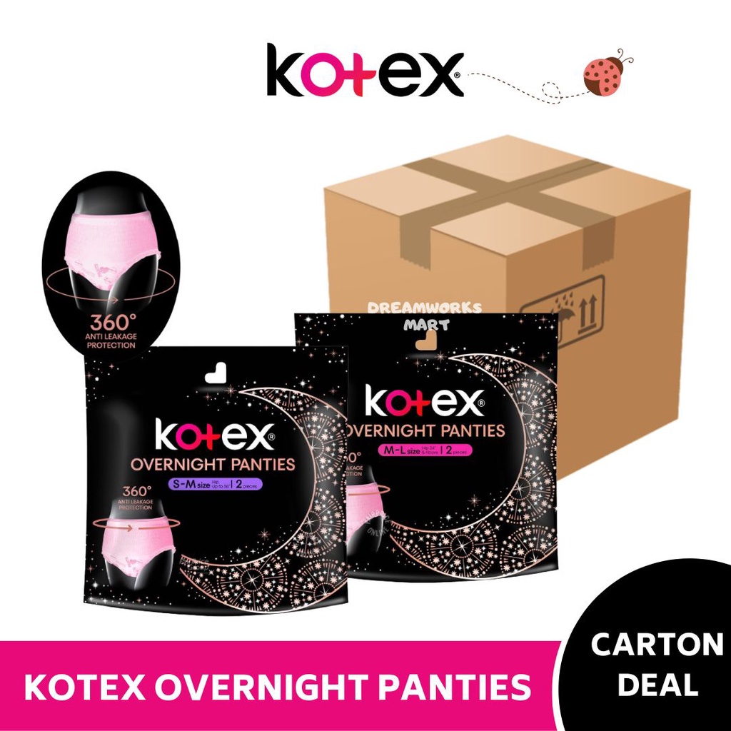 [CARTON DEAL]KOTEX Regular/Herbal Overnight Panties Sleepwell 360° AntiLeakage Protection2pcs/pk Panty Sanitary Pad