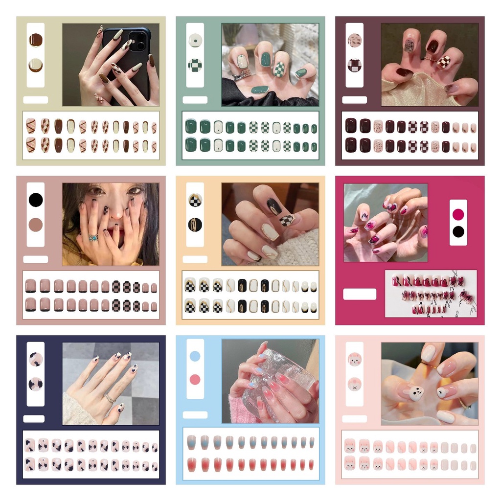 with 24 Pcs Sticker Glue  24Pcs Press On Nails Nail Art Patch Fake Nails  Flase Nails Waterproof Detachable Nail Patch