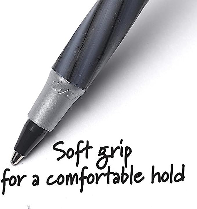 BIC Round Stic Grip Xtra Comfort Ballpoint Pen, Medium Point 1.2mm, Black &amp; Blue, Soft Grip For Added Comfort And Control, 36-Count