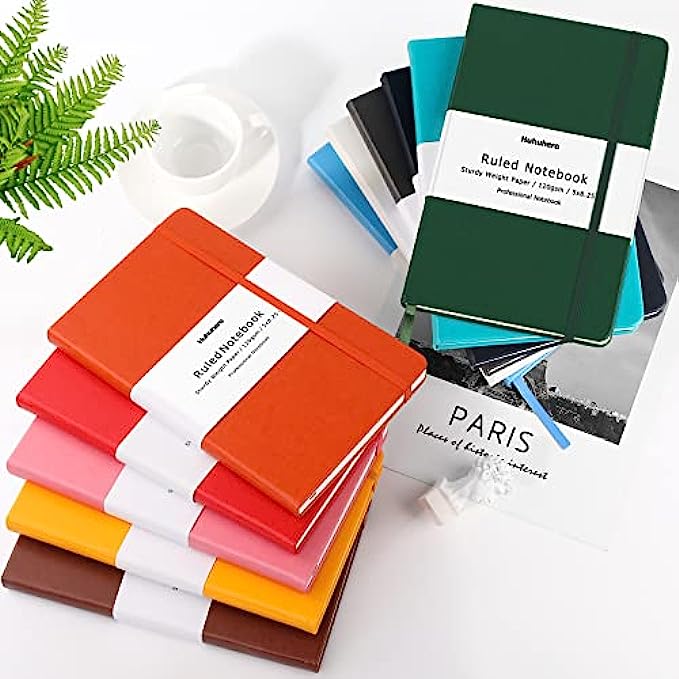 Huhuhero Notebook Journal, Lined Hard Cover, 120Gsm Premium Thick Paper with Fine Inner Pocket, Ruled Faux Leather for Journaling Writing Note Taking Office School Supplies 5"×8.25"1, Teal
