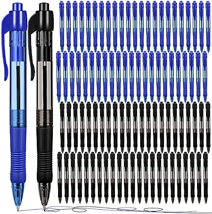 Fainne 300 Pcs Retractable Ballpoint Pens Black and Blue Ink Pens Bulk Medium Point 1.0 mm Pens Smooth Writing Pens for Journal Notebook Writing Office Supplies Click Pen