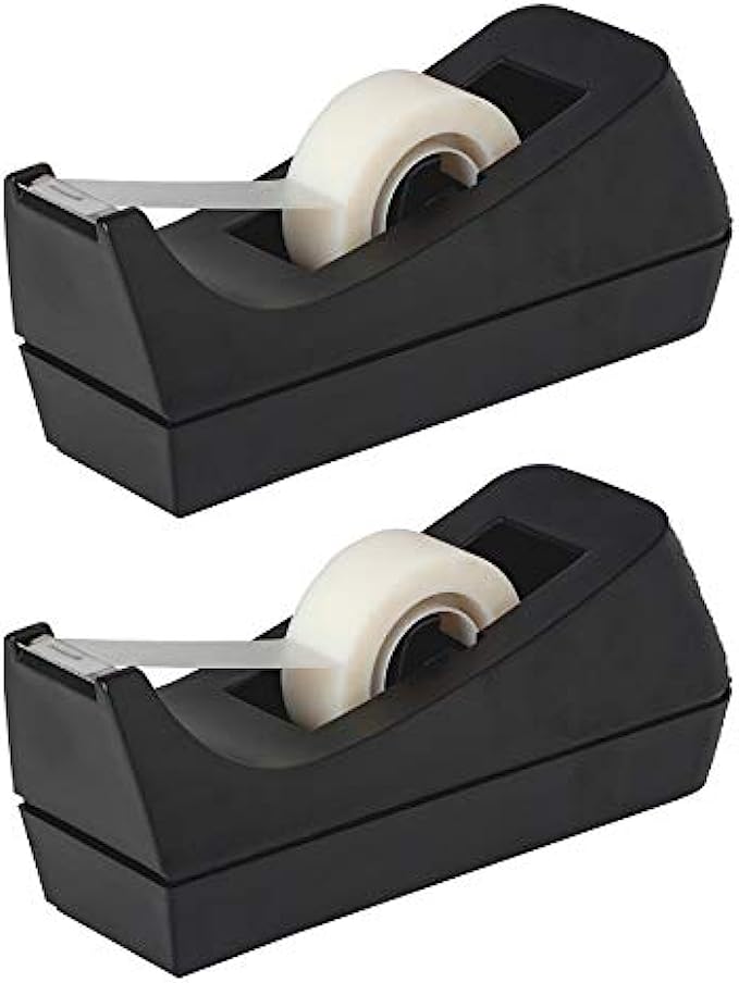 Desktop Tape Dispenser - Non-Skid Base - Weighted Tape Roll Dispenser - Perfect for Office Home School Tape not Included - 2-Pack