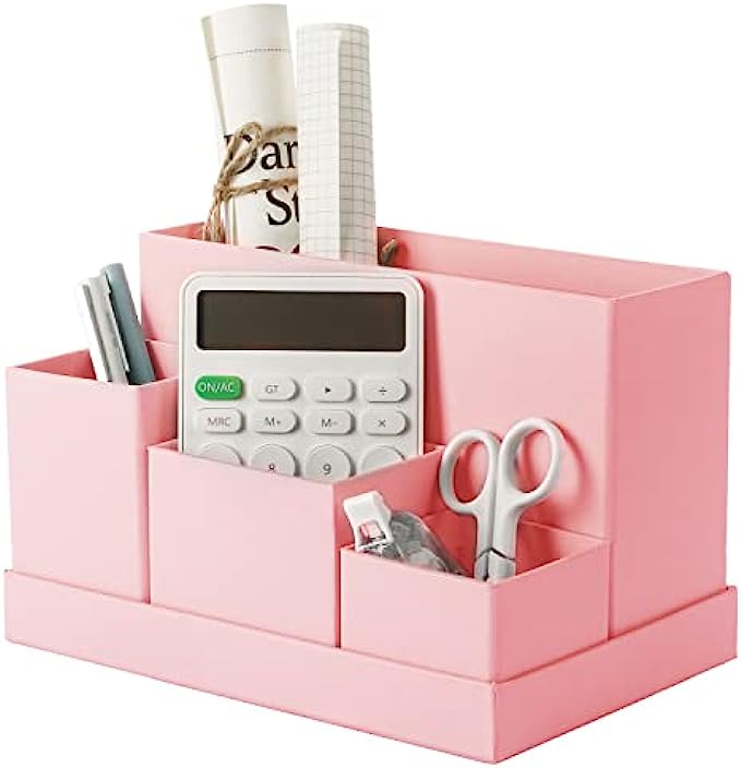 Desk Organizer, Office Desk Organizer and Accessories，Vanity Organizer, Cosmetic Storage Organizer, Pen Holder, School Supplies Caddy, Desk Organization for Home/Office/Dorm Fairy Pink