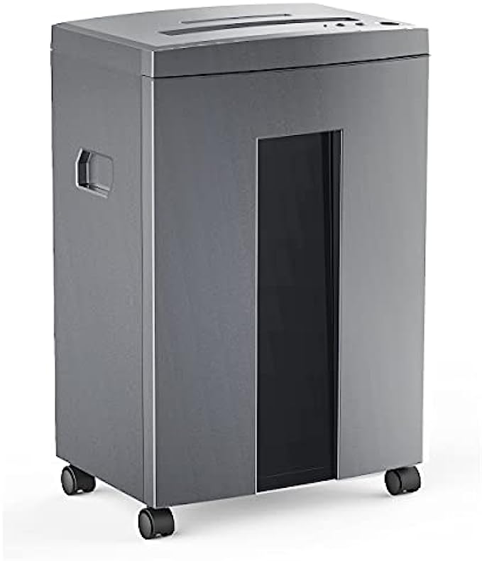 WOLVERINE 18-Sheet 60 Mins Running Time Cross Cut High Security Level P-4 Heavy Duty Paper/CD/Card Ultra Quiet Shredder for Home Office with 6 Gallons Pullout Waste Bin SD9113 Grey ETL