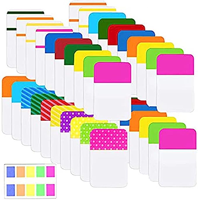 ELII 900 Pieces Tabs Sticky Index Tabs,Writable and Repositionable File Tabs Flags Colored Page Markers Labels for Reading Notes, Books and Classify Files, 41 Sets Index Tabs